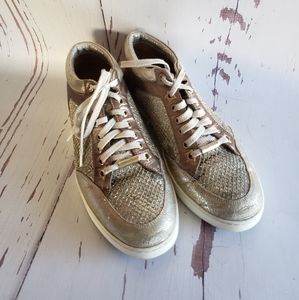 Jimmy Choo gold mesh sneakers 37.5